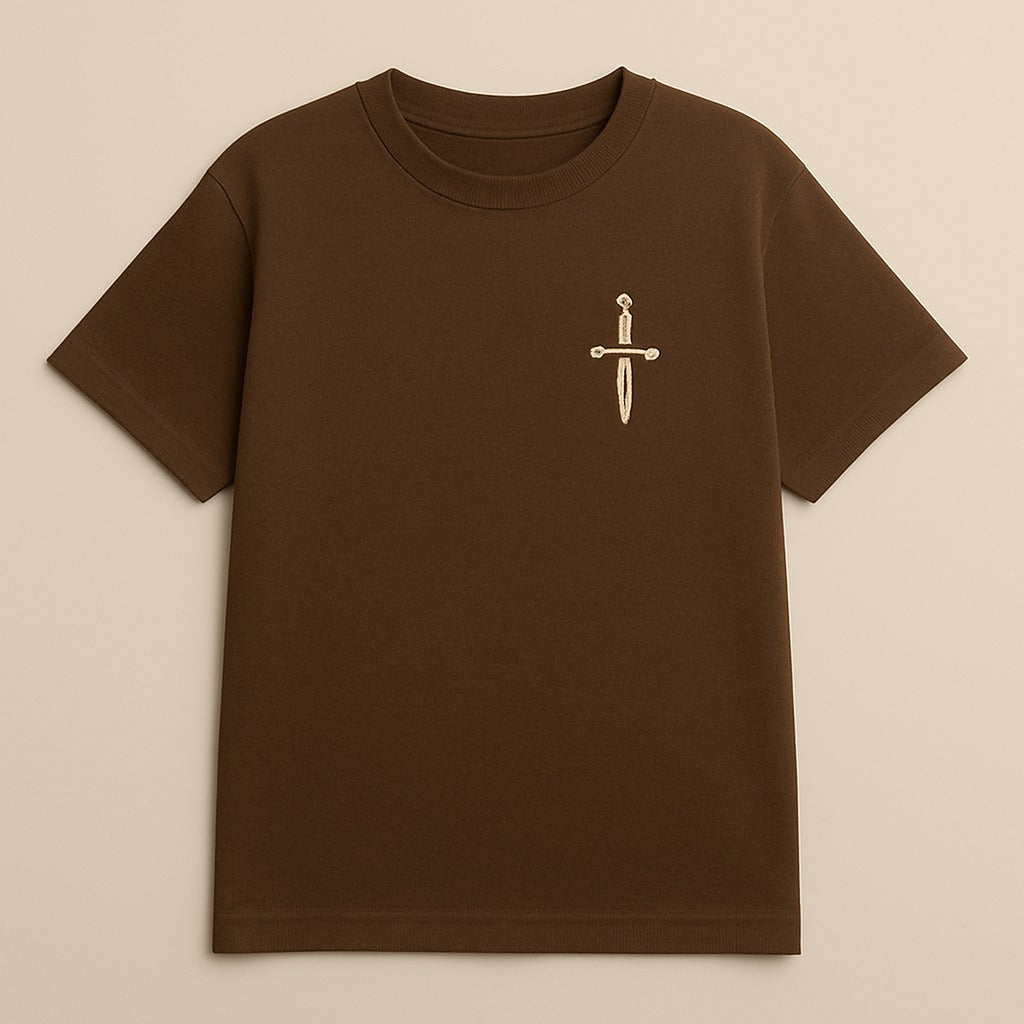 Brown Graphic Printed T-Shirt – Unisex Casual Streetwear with Artistic Design