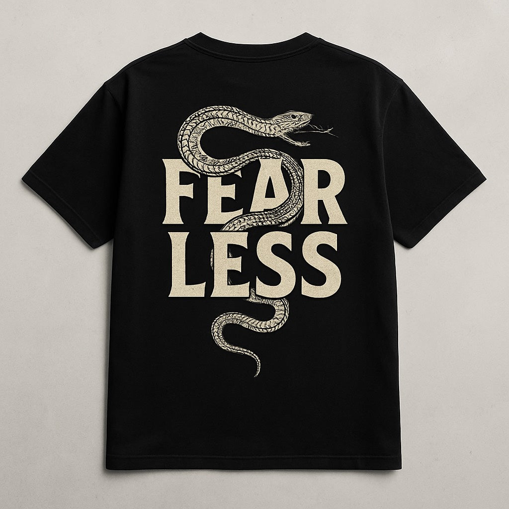 Fearless" Graphic T-Shirt with Snake Illustration – Unisex Oversized Fit