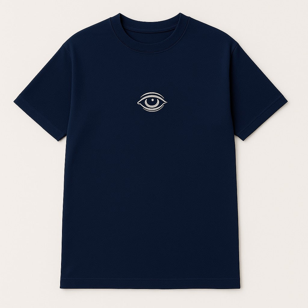 Navy Blue “Cosmic Eye” Graphic T-Shirt – Unisex Streetwear Tee with Front & Back Print