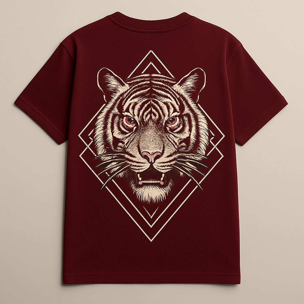Maroon Tiger Graphic T-Shirt – Unisex Bold Streetwear Tee