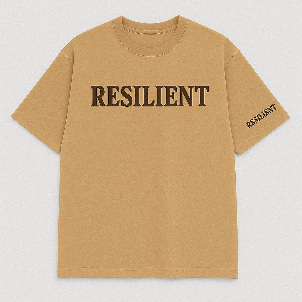 “RESILIENT” Graphic T-Shirt – Unisex Motivational Tee in Earthy Tones
