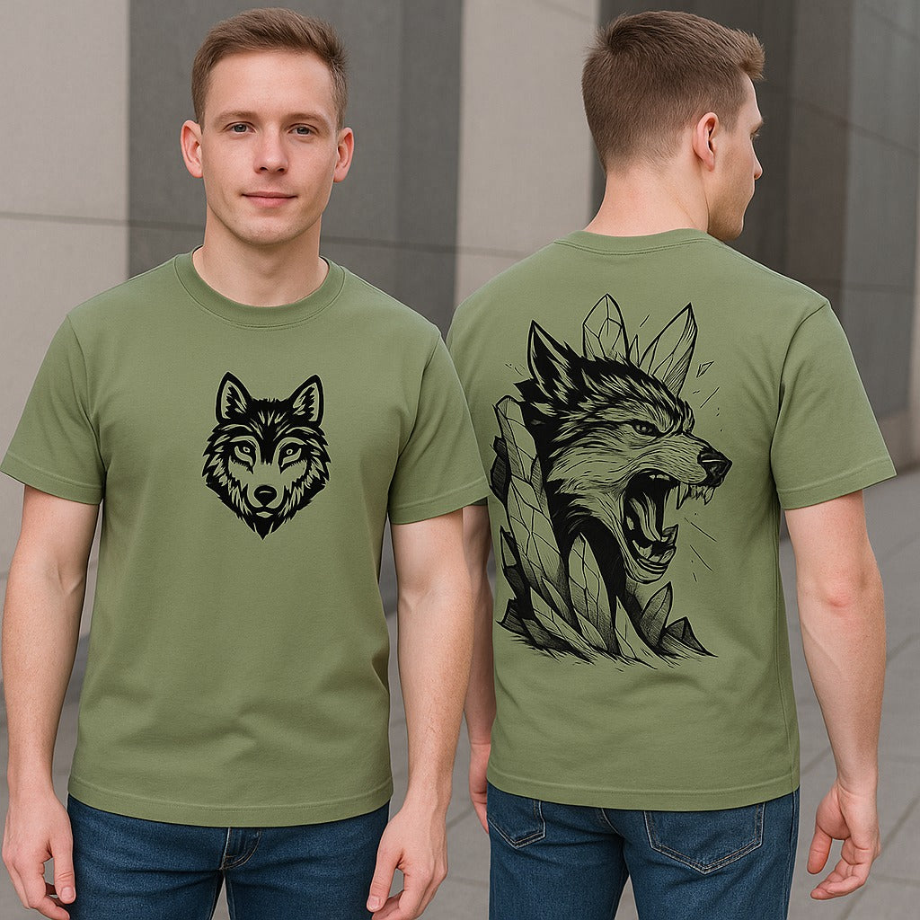 Light Green Wolf Graphic T-Shirt – Unisex Nature-Inspired Streetwear Tee