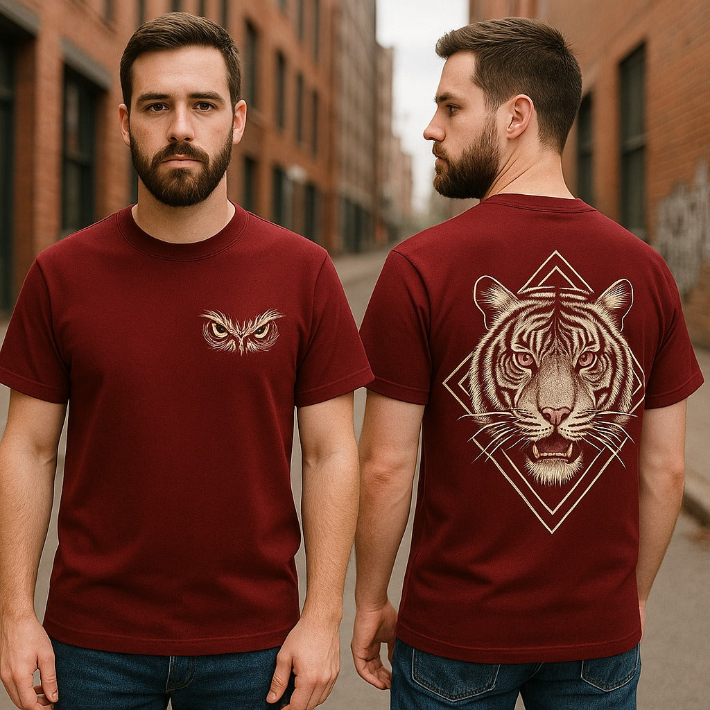 Maroon Tiger Graphic T-Shirt – Unisex Bold Streetwear Tee