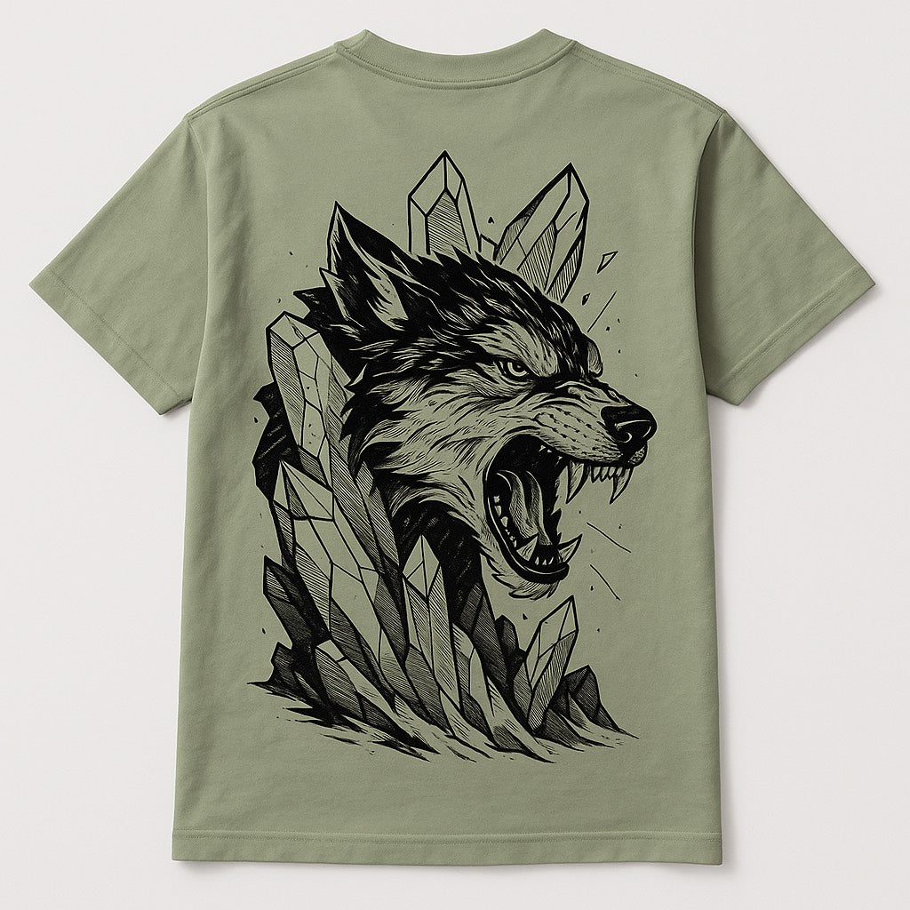Light Green Wolf Graphic T-Shirt – Unisex Nature-Inspired Streetwear Tee