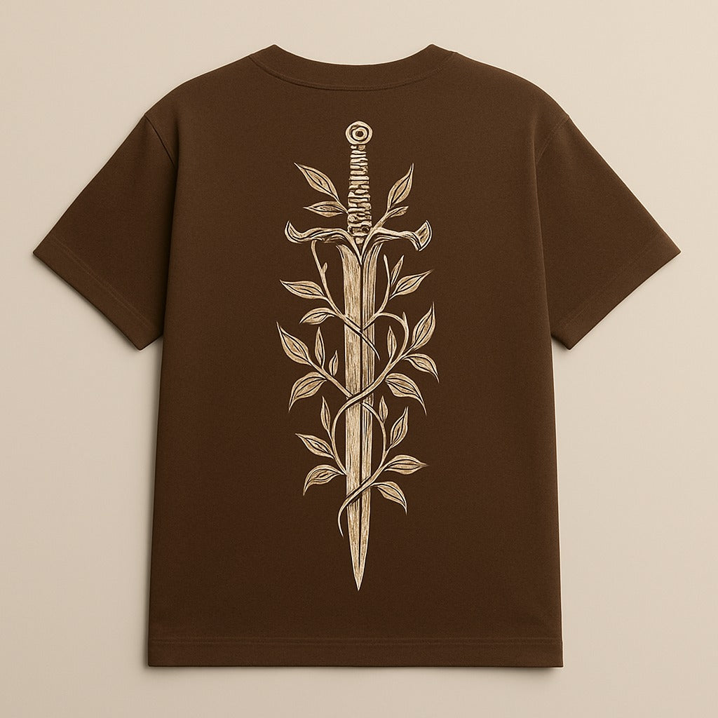 Brown Graphic Printed T-Shirt – Unisex Casual Streetwear with Artistic Design